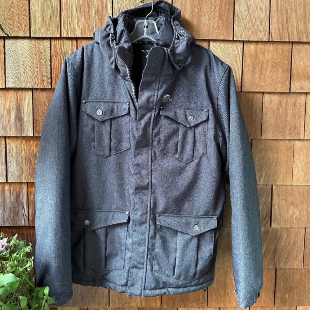 EUC Van's Off the Wall Gray Zip Front Puffer Jacket in Men's Large